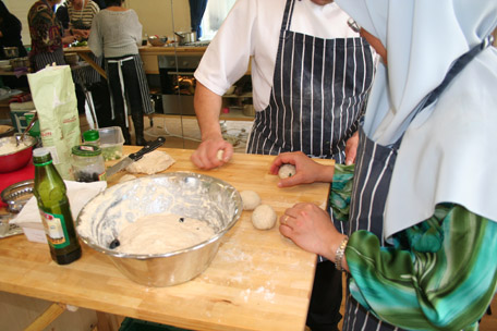 corporate team cooking